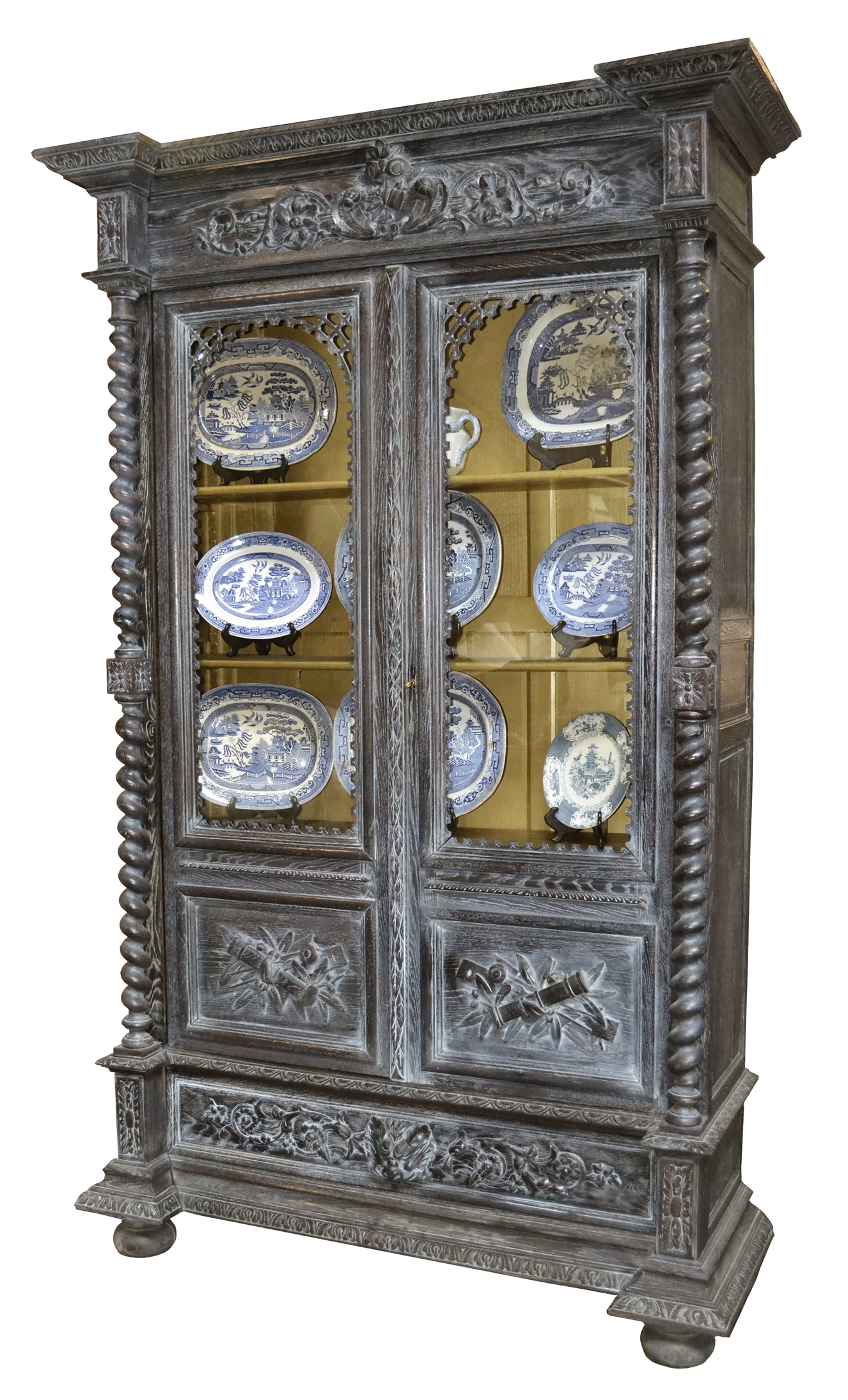 123/2014a - Carved French Oak Display Cabinet