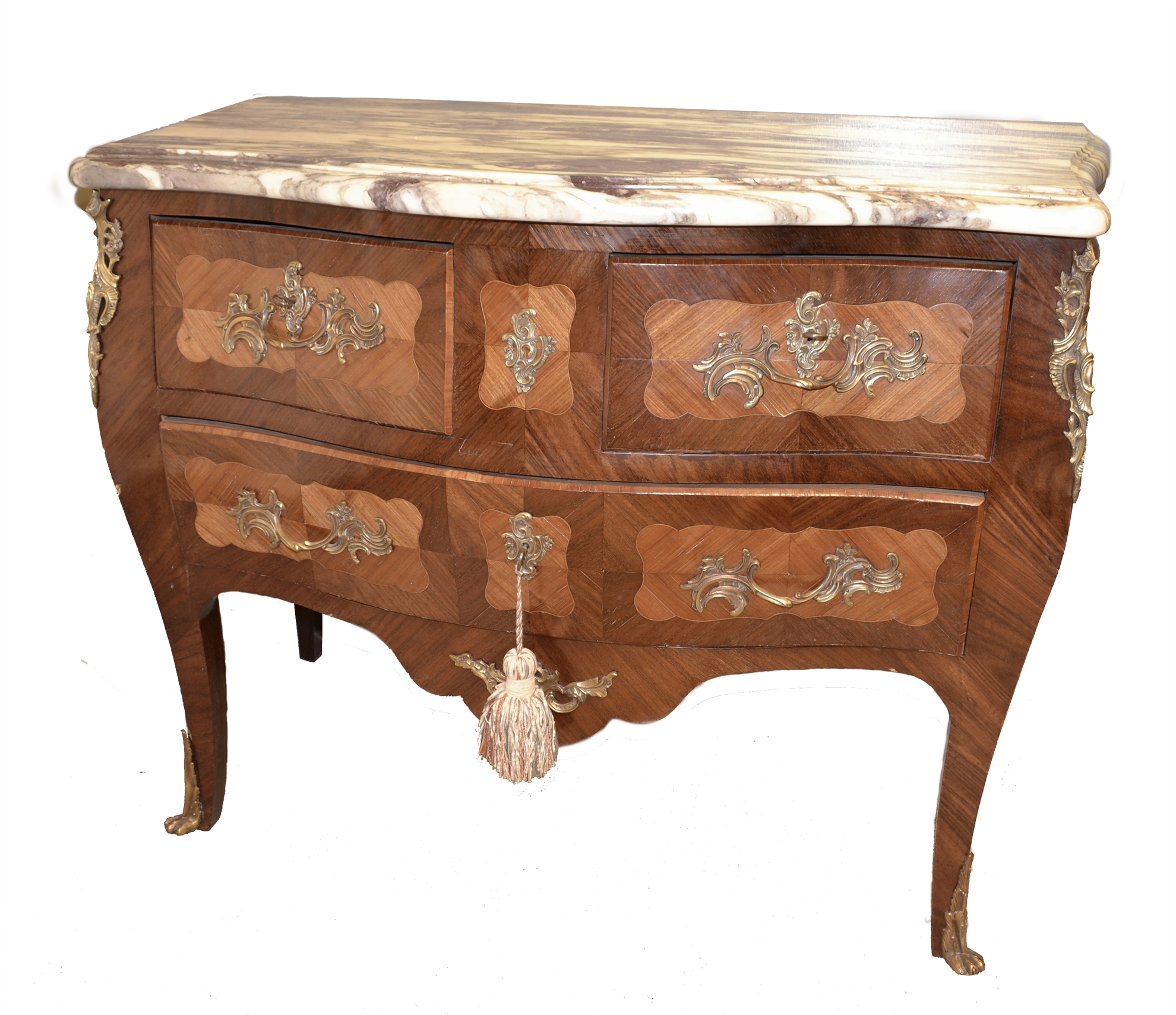 123/2020 - Marquetry Commode with Marble Top