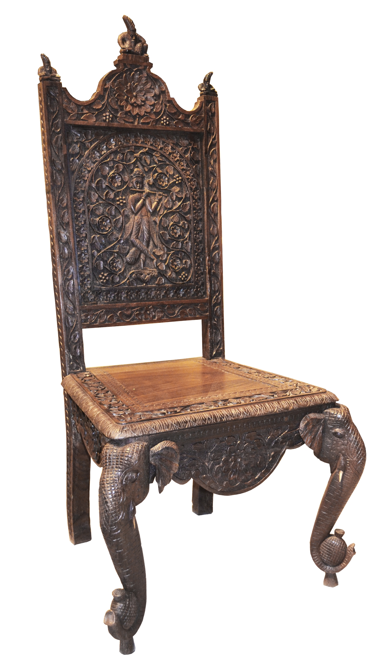 128/2045 - Set of 6 Carved Elephant Sidechairs