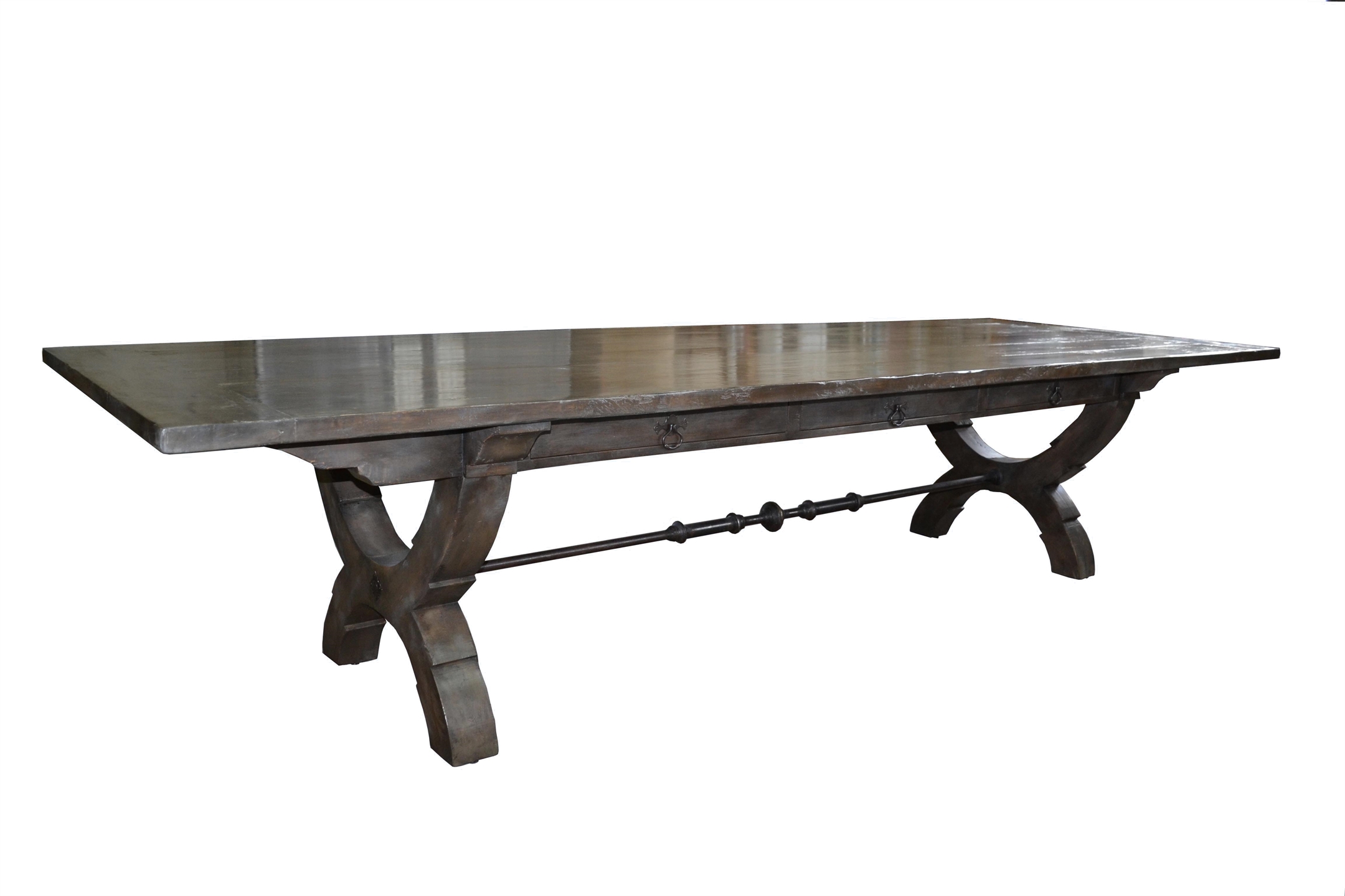 Dining Table with Iron Stretcher