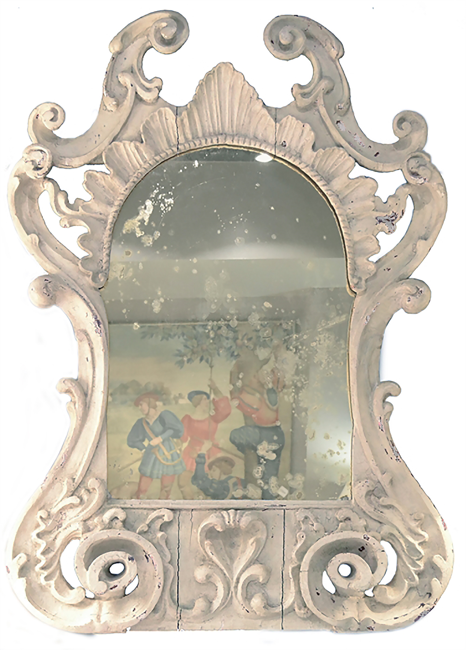 127/2003 - Cement Encrusted Italian Carved Antique Mirror