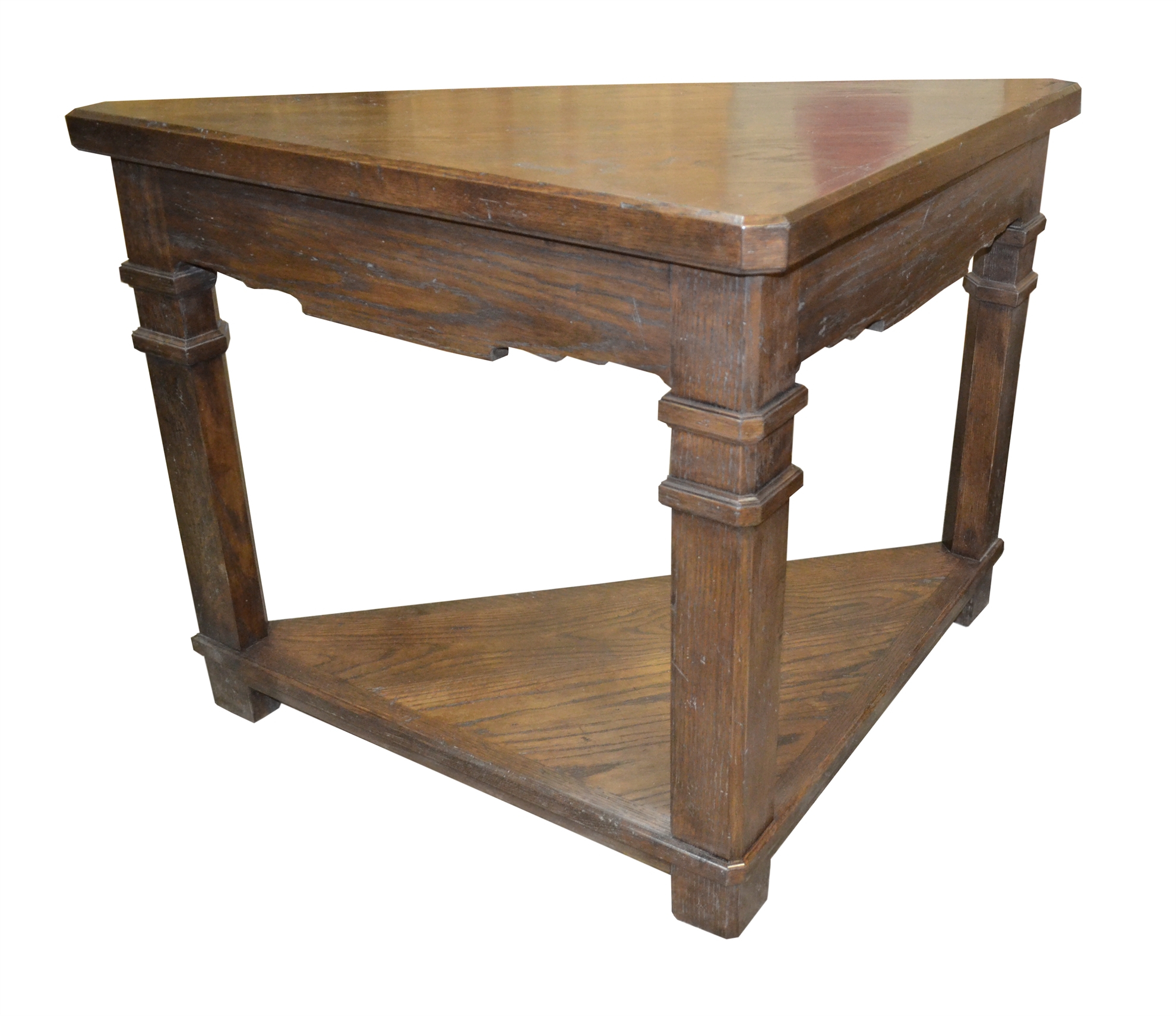 Custom Oak Triangular Side Table
