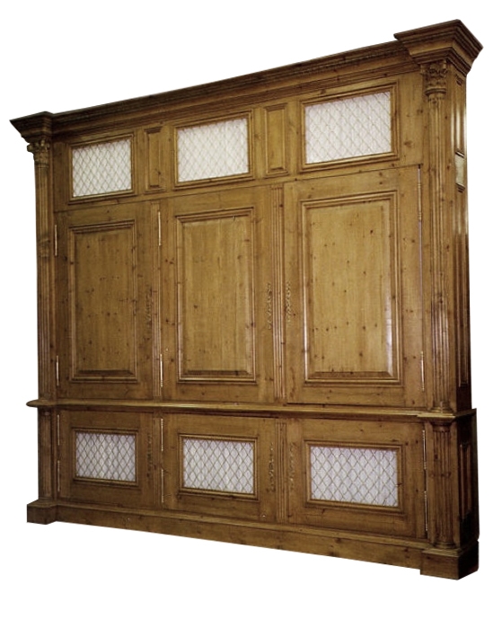 Custom Old Pine TV Cabinet with Pocket Doors