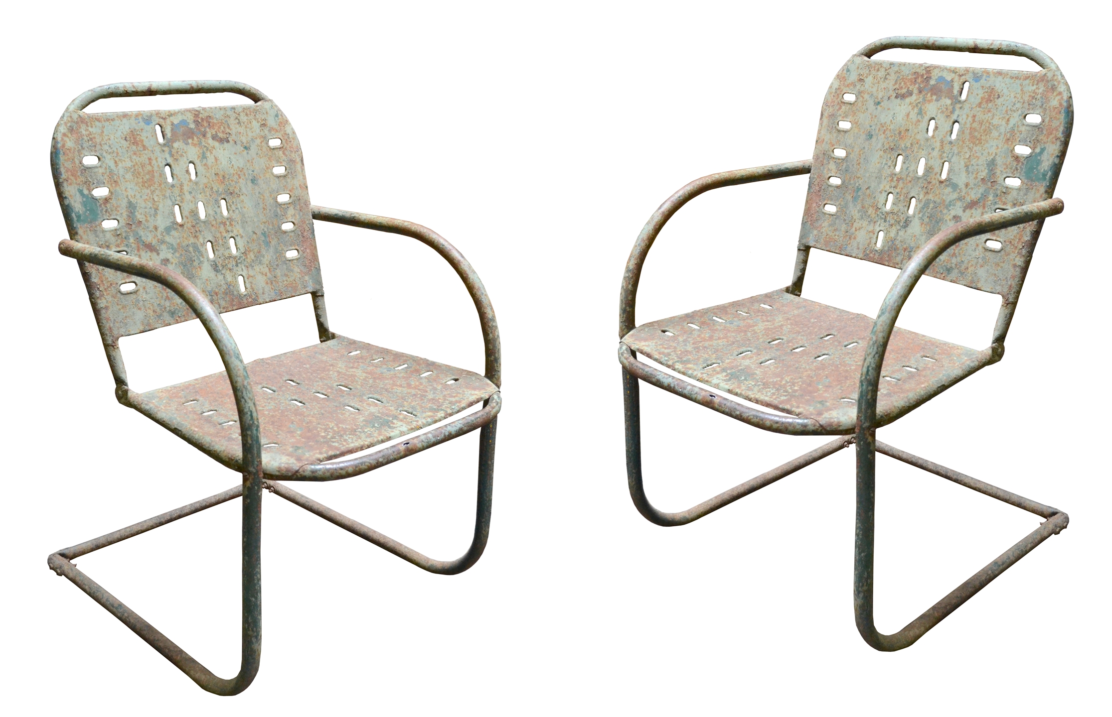 mb/3082 - Pair of Rustic Green Chairs