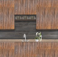 Image of Custom Antique Wood Panel Cabinetry