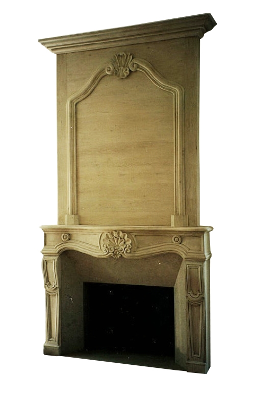 Hand Carved Oak Mantel & Trumeau Reproduction