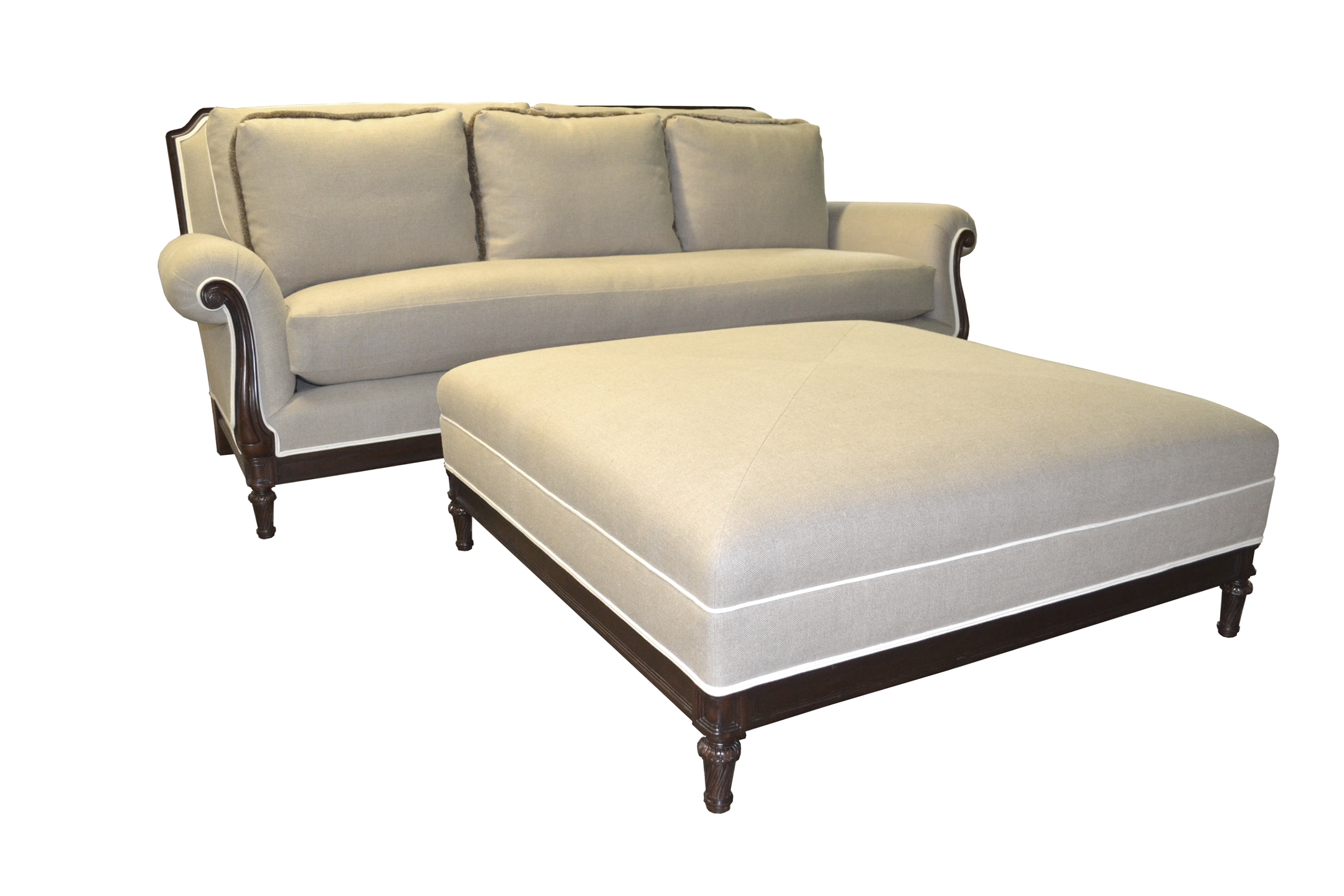 Custom Looseback Adelphi Sofa and Large Ottoman